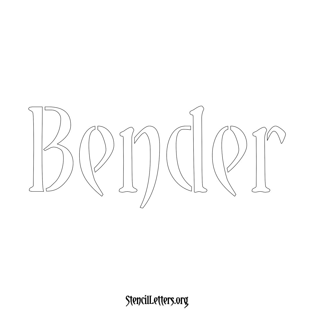 Bender name stencil in Vintage Brush Lettering