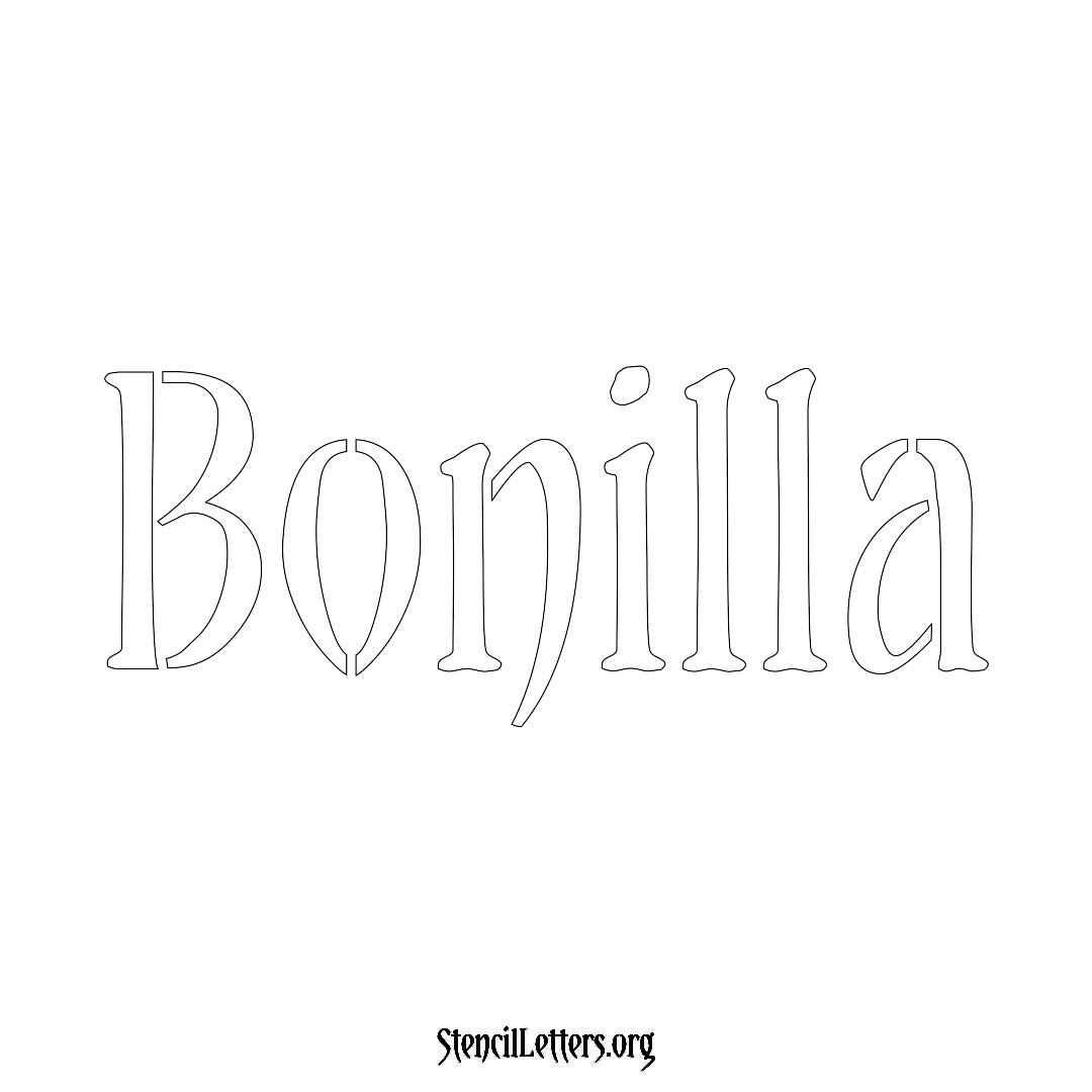 Bonilla name stencil in Vintage Brush Lettering