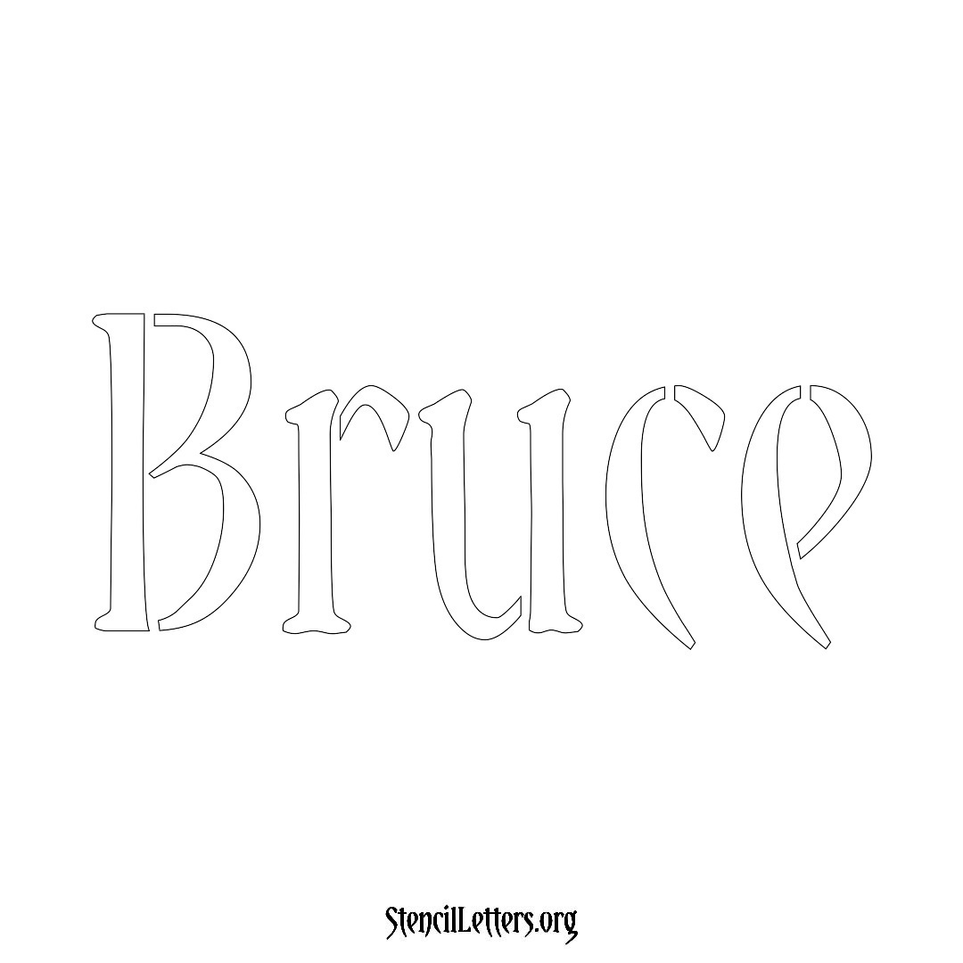 Bruce name stencil in Vintage Brush Lettering