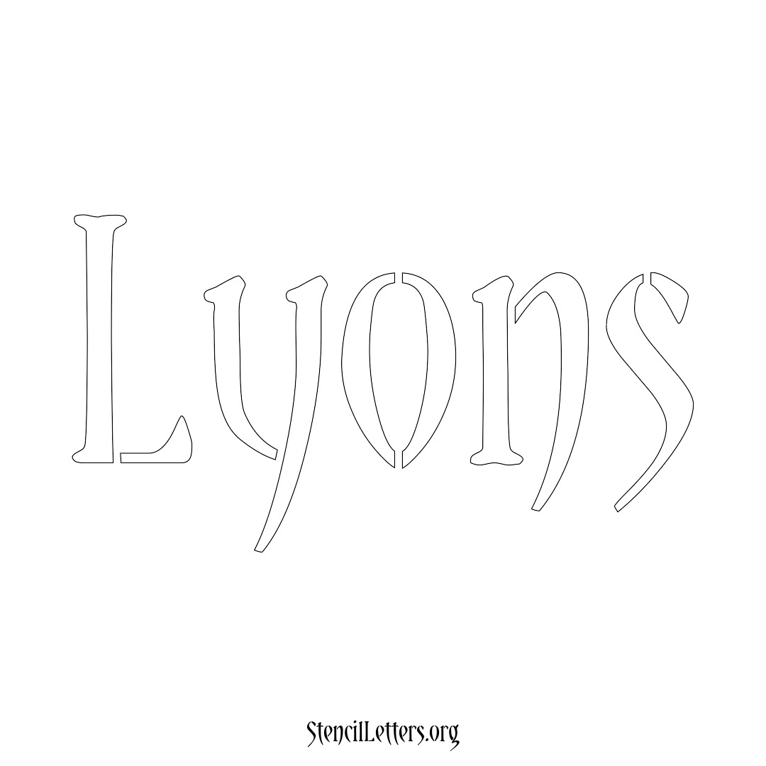 Lyons name stencil in Vintage Brush Lettering