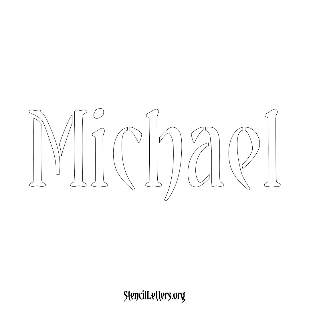 Michael name stencil in Vintage Brush Lettering