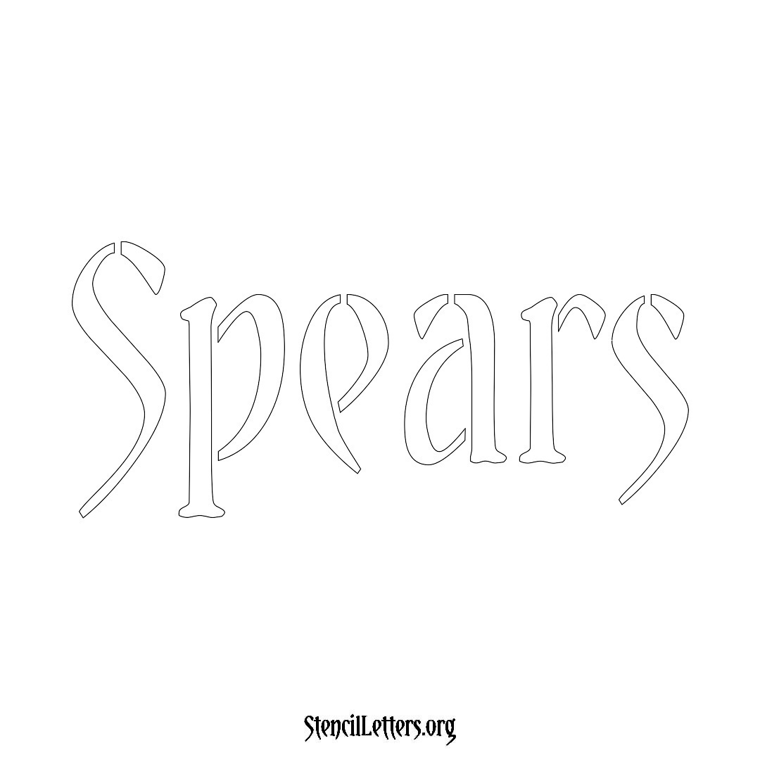 Spears name stencil in Vintage Brush Lettering