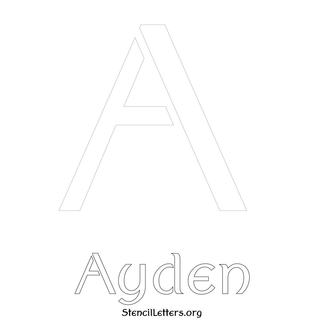 Ayden printable name initial stencil in Ancient Lettering