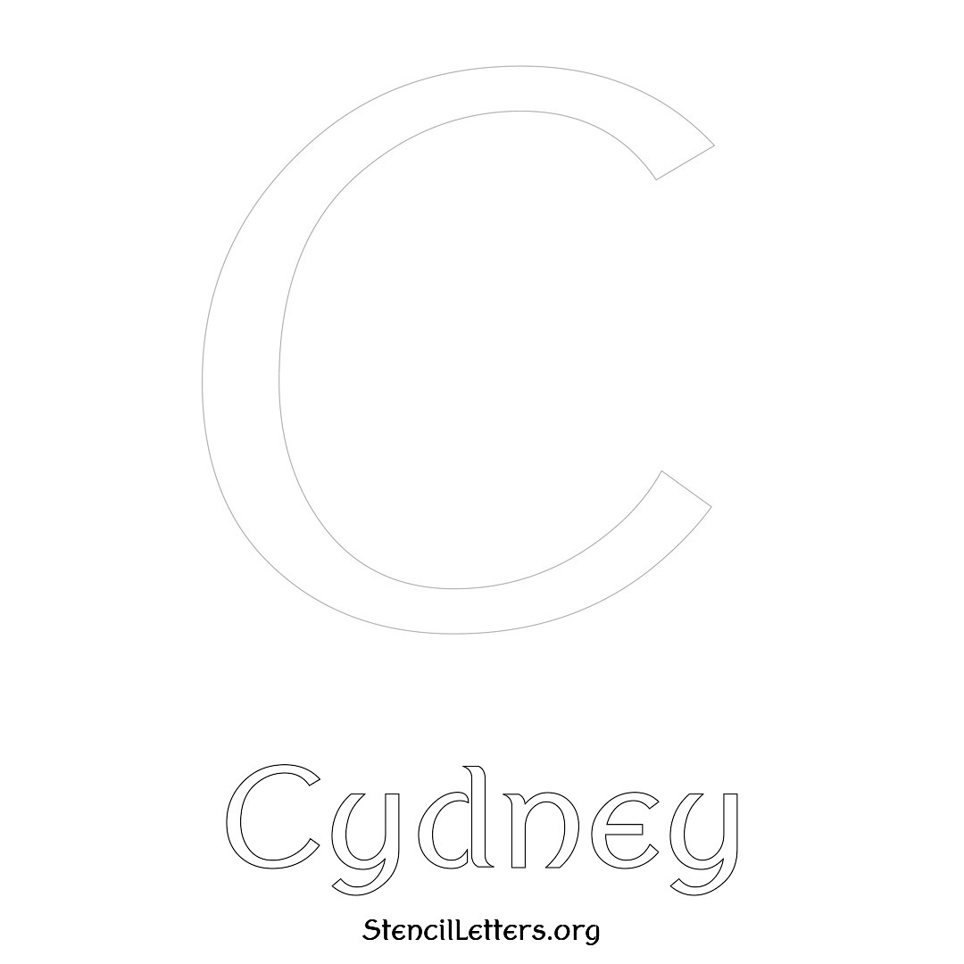 Cydney printable name initial stencil in Ancient Lettering