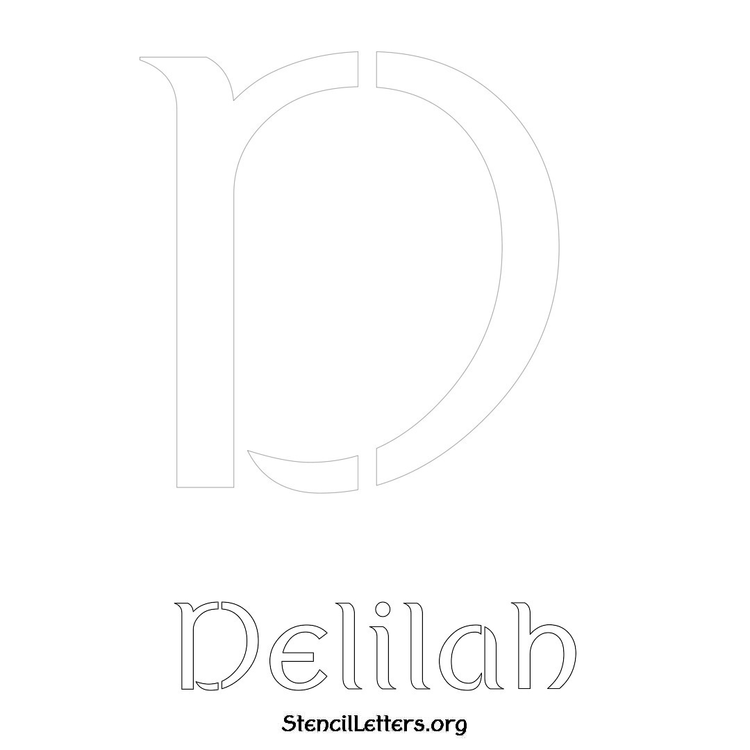 Delilah printable name initial stencil in Ancient Lettering