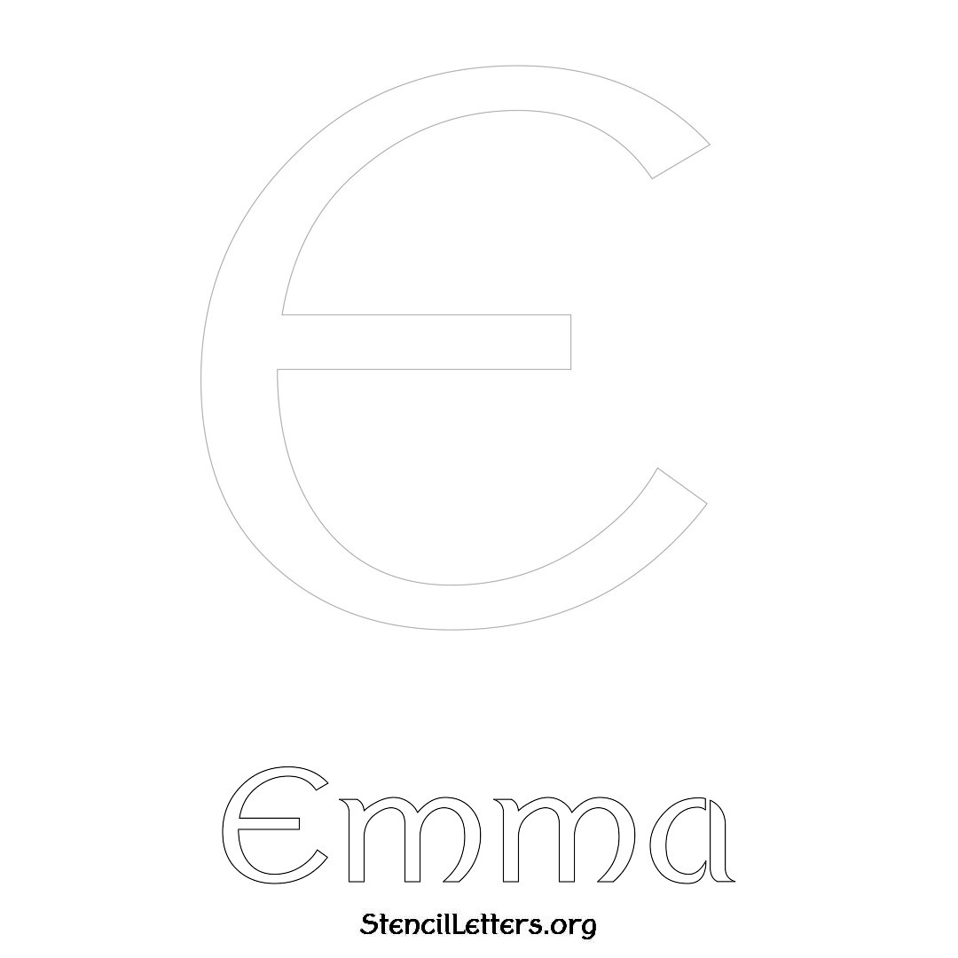 Emma printable name initial stencil in Ancient Lettering