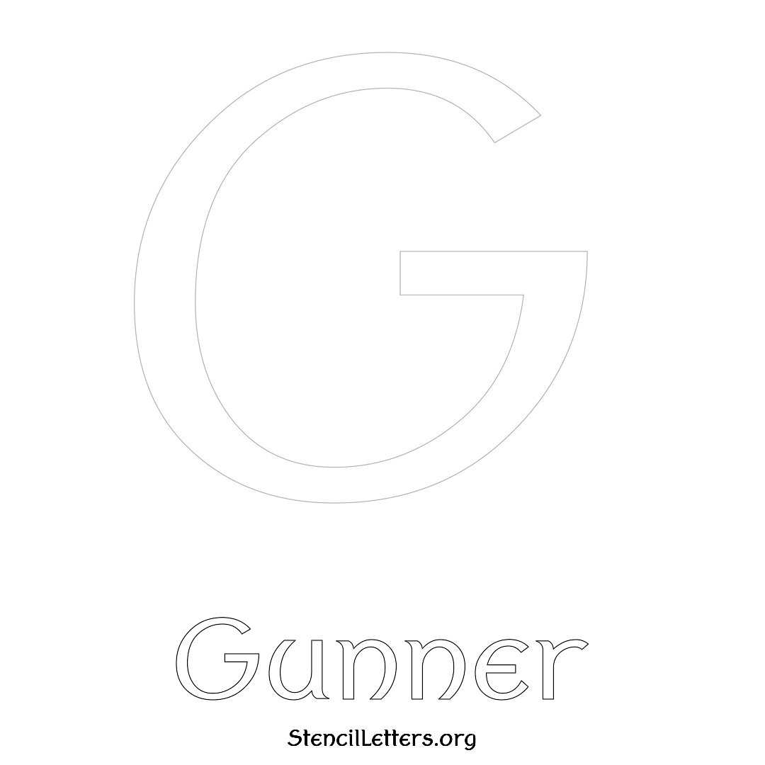 Gunner printable name initial stencil in Ancient Lettering