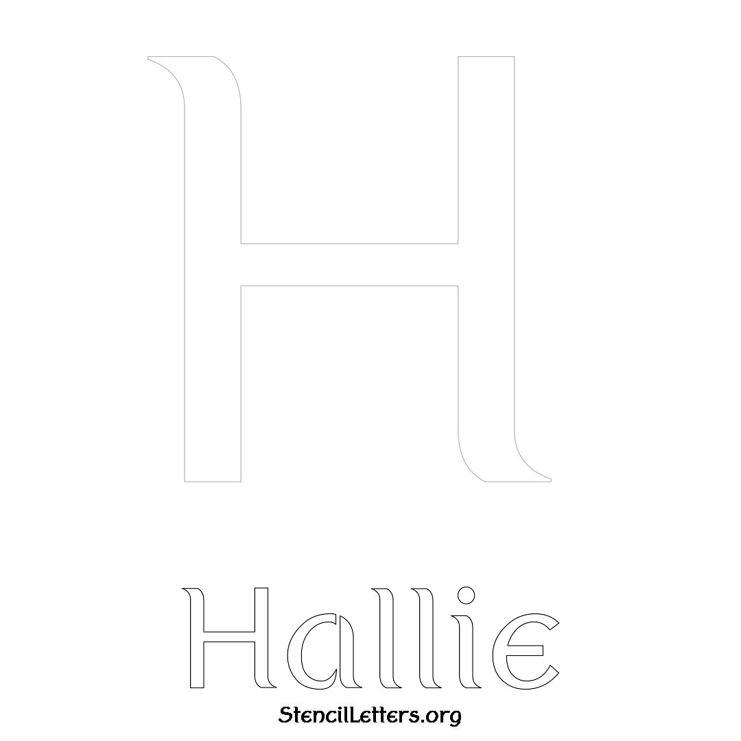 Hallie printable name initial stencil in Ancient Lettering