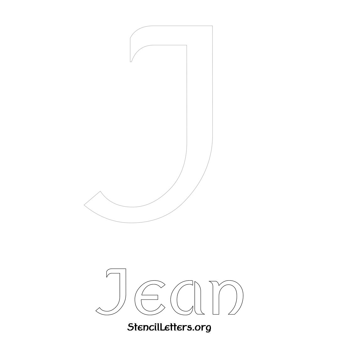 Jean printable name initial stencil in Ancient Lettering