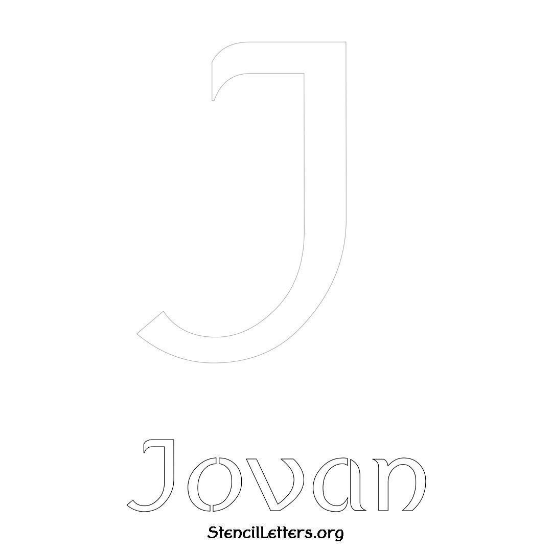 Jovan printable name initial stencil in Ancient Lettering