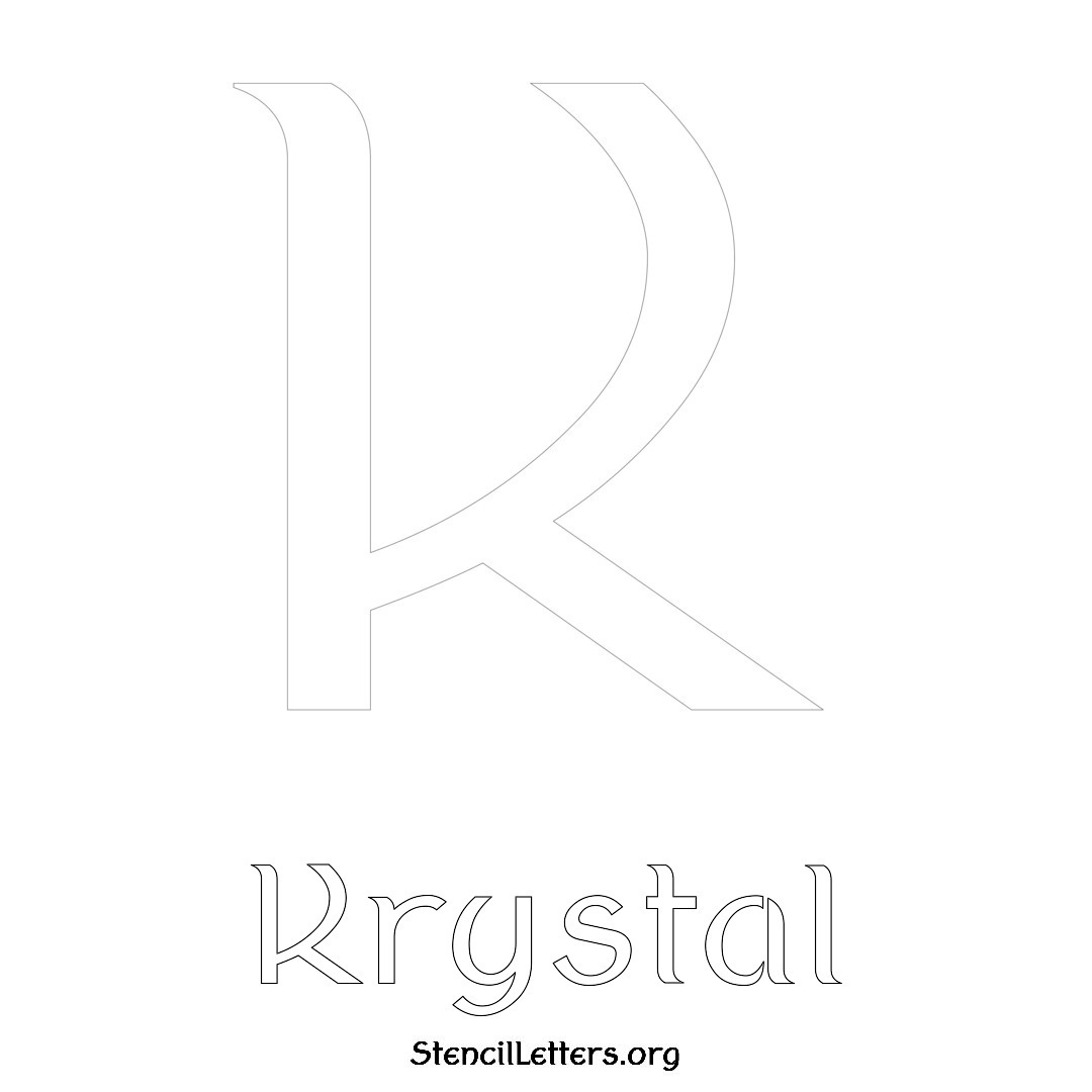Krystal printable name initial stencil in Ancient Lettering