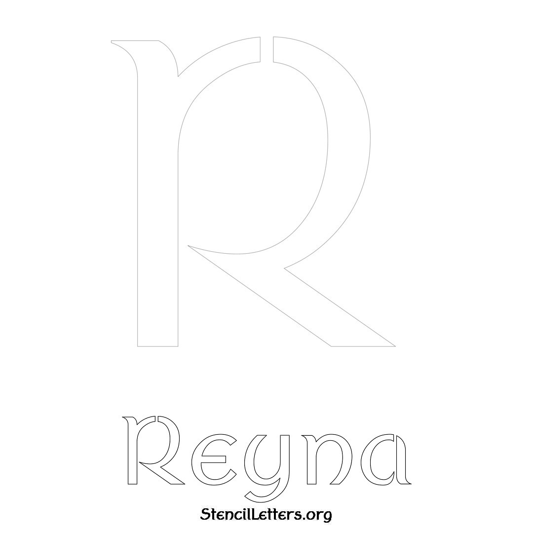 Reyna printable name initial stencil in Ancient Lettering