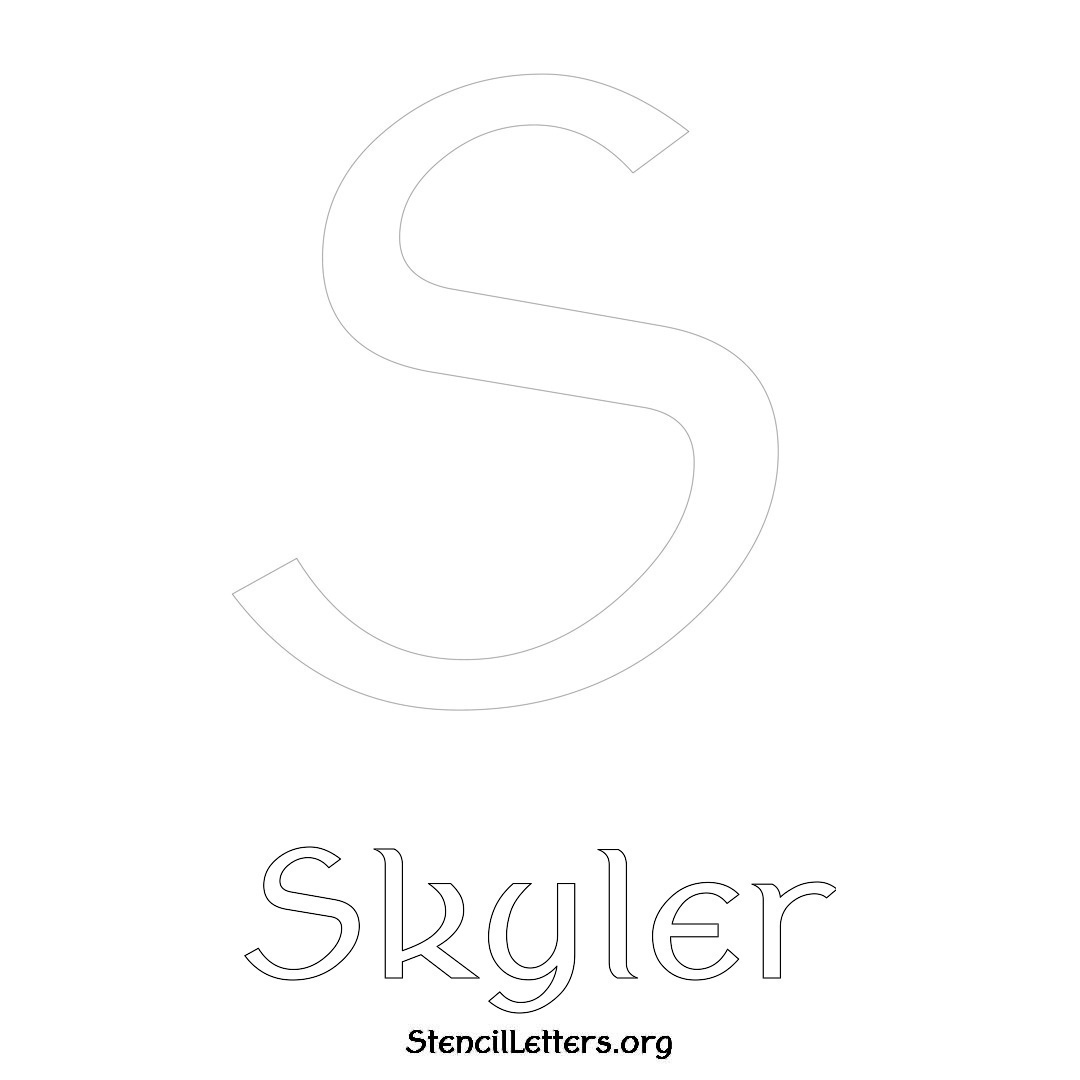 Skyler printable name initial stencil in Ancient Lettering