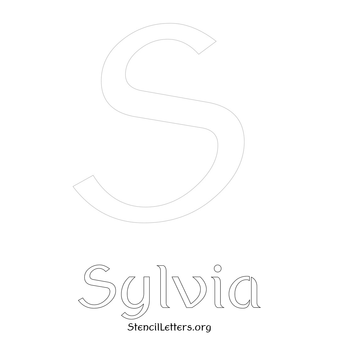 Sylvia printable name initial stencil in Ancient Lettering