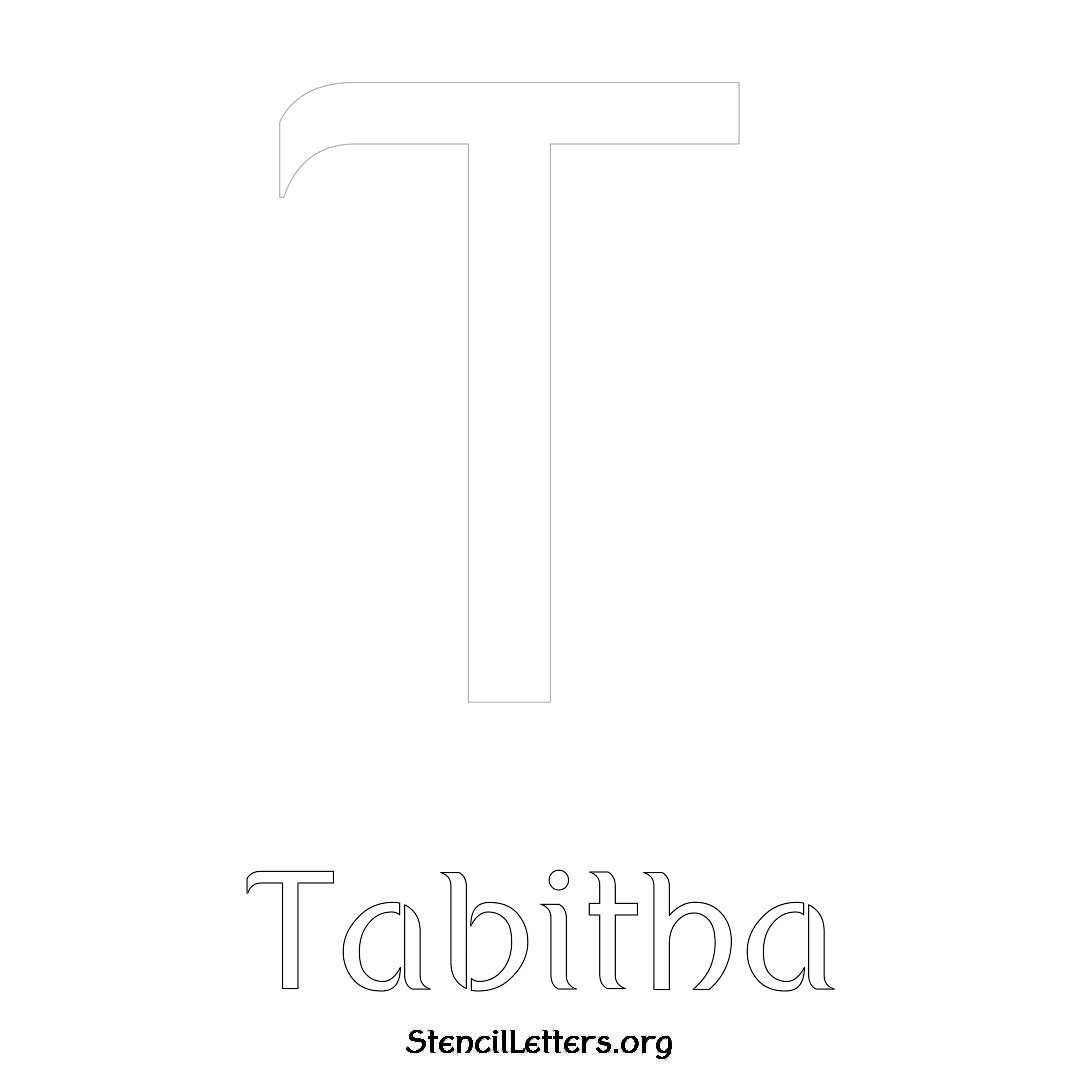 Tabitha printable name initial stencil in Ancient Lettering