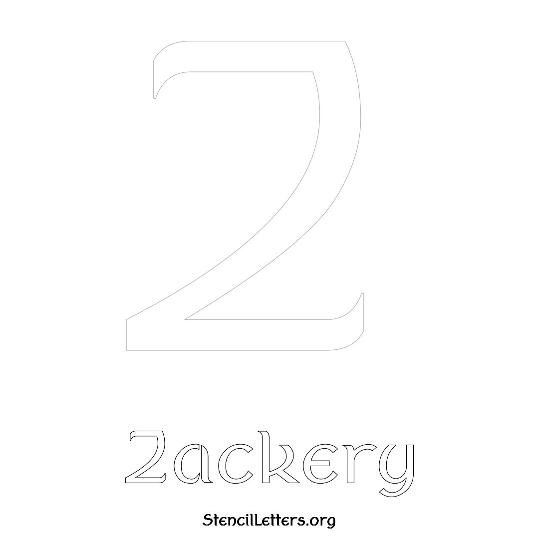 Zackery printable name initial stencil in Ancient Lettering