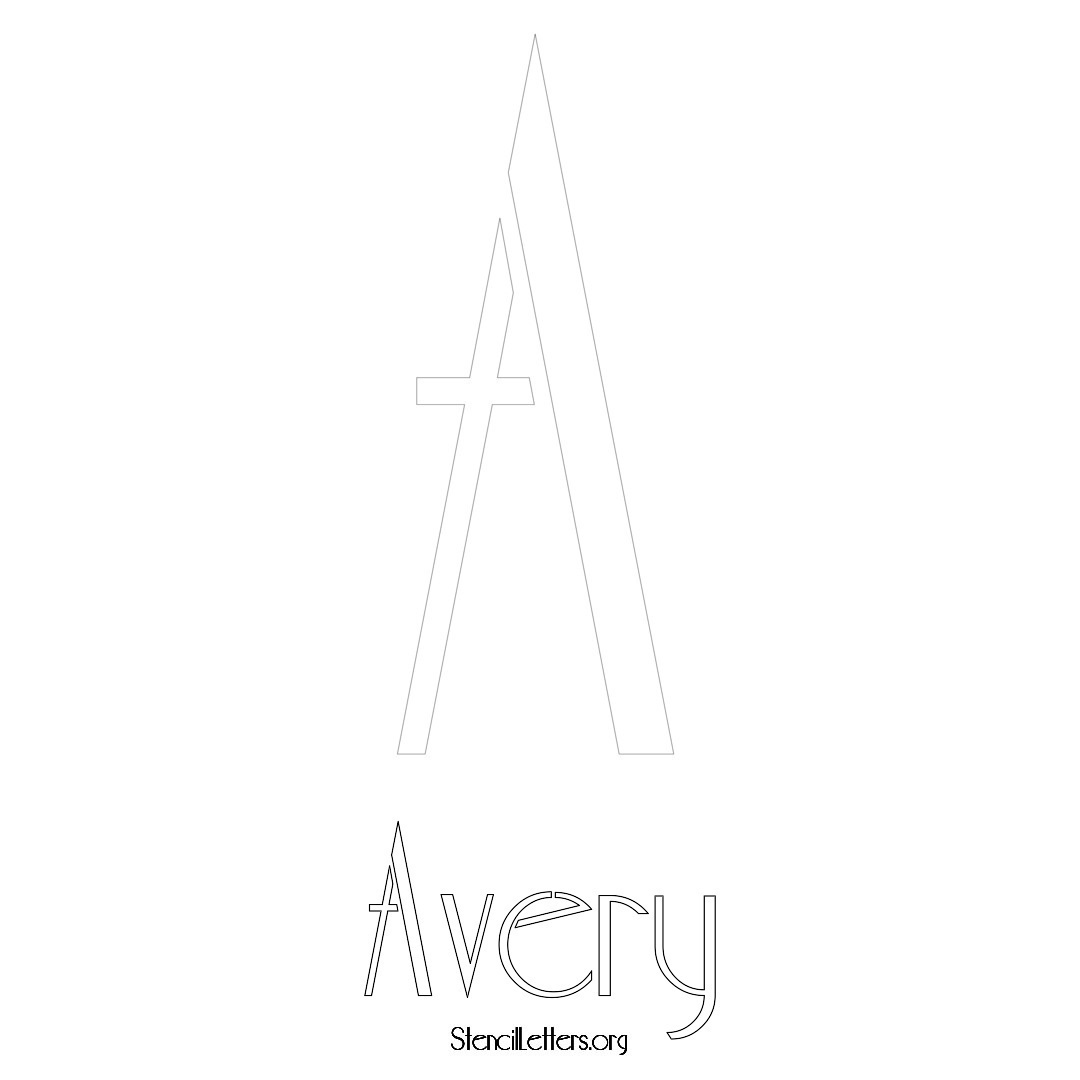 Avery printable name initial stencil in Art Deco Lettering