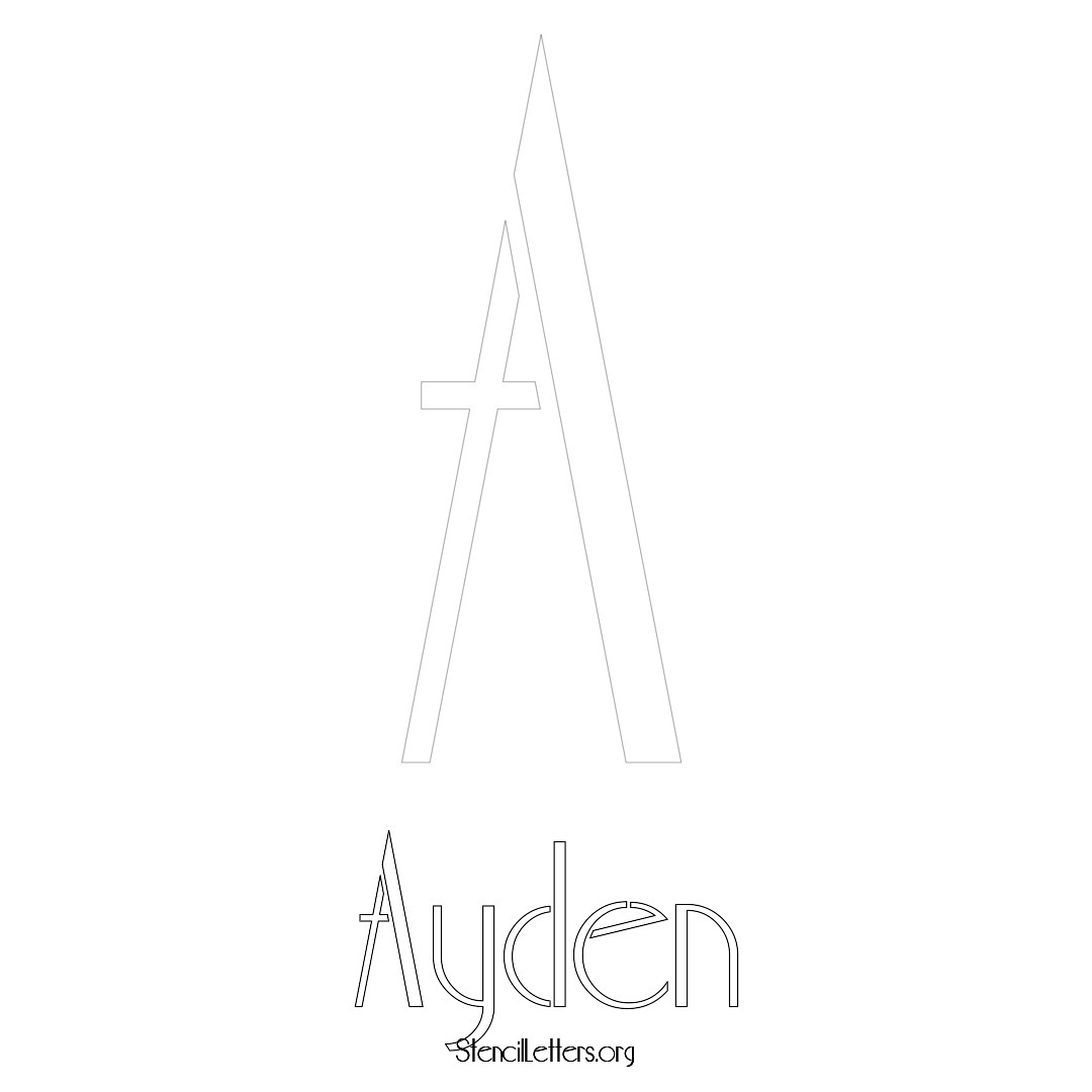 Ayden printable name initial stencil in Art Deco Lettering