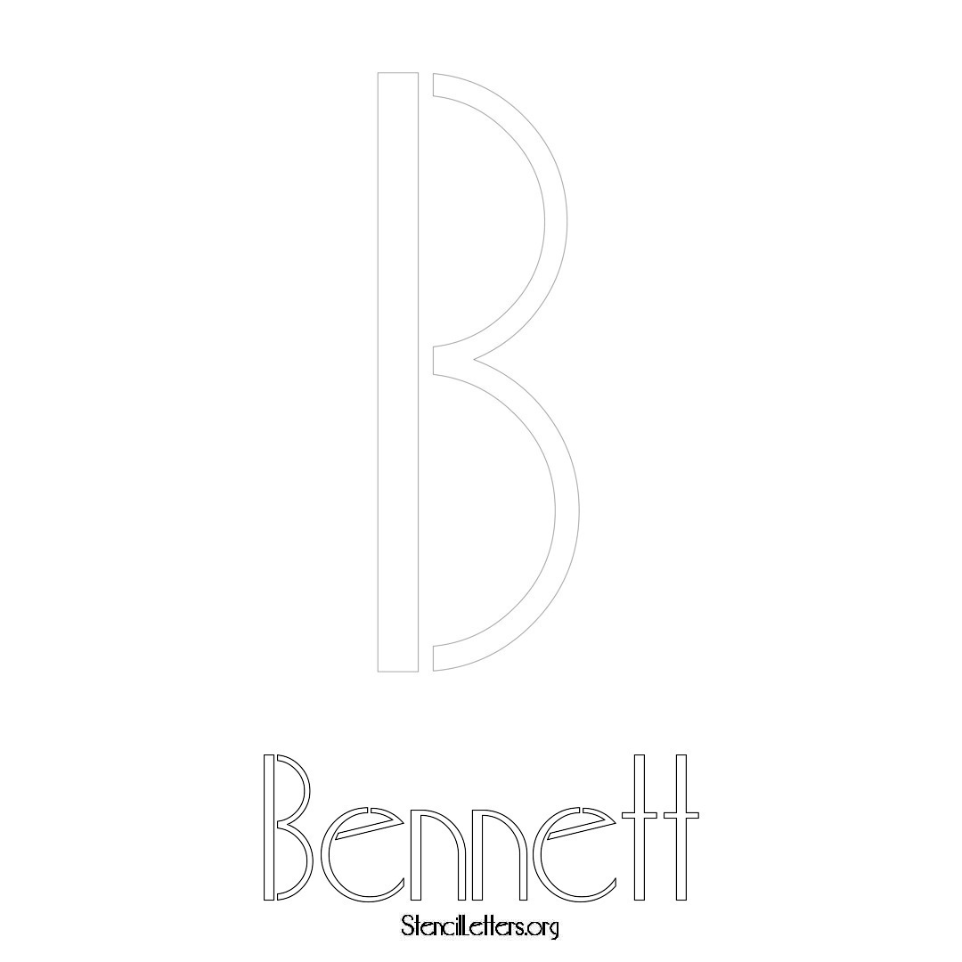 Bennett printable name initial stencil in Art Deco Lettering