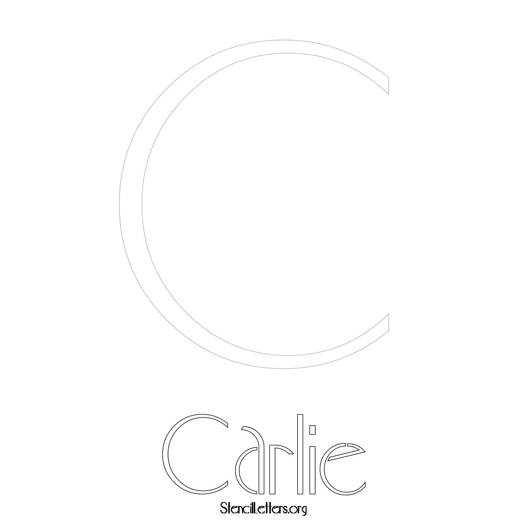 Carlie printable name initial stencil in Art Deco Lettering