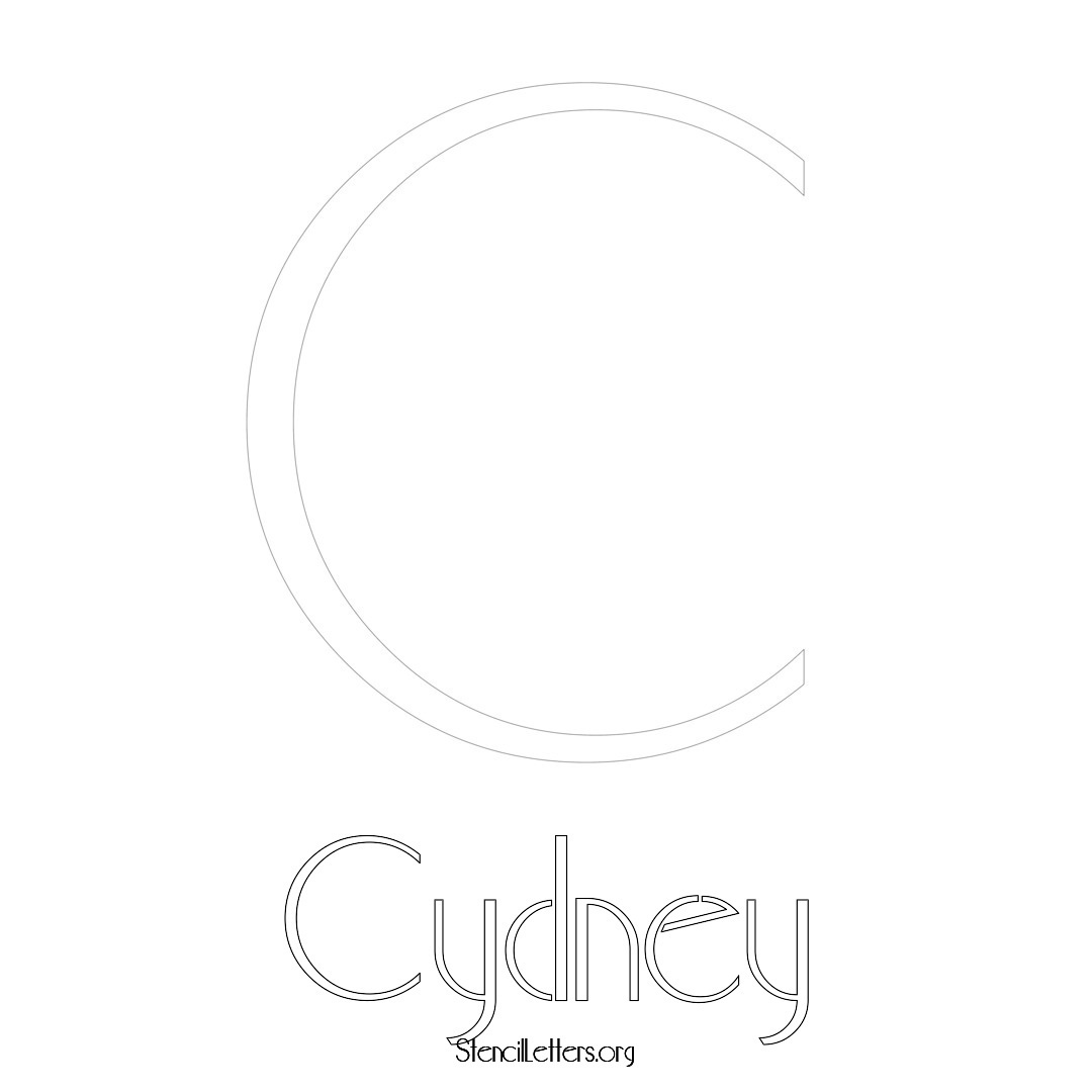Cydney printable name initial stencil in Art Deco Lettering
