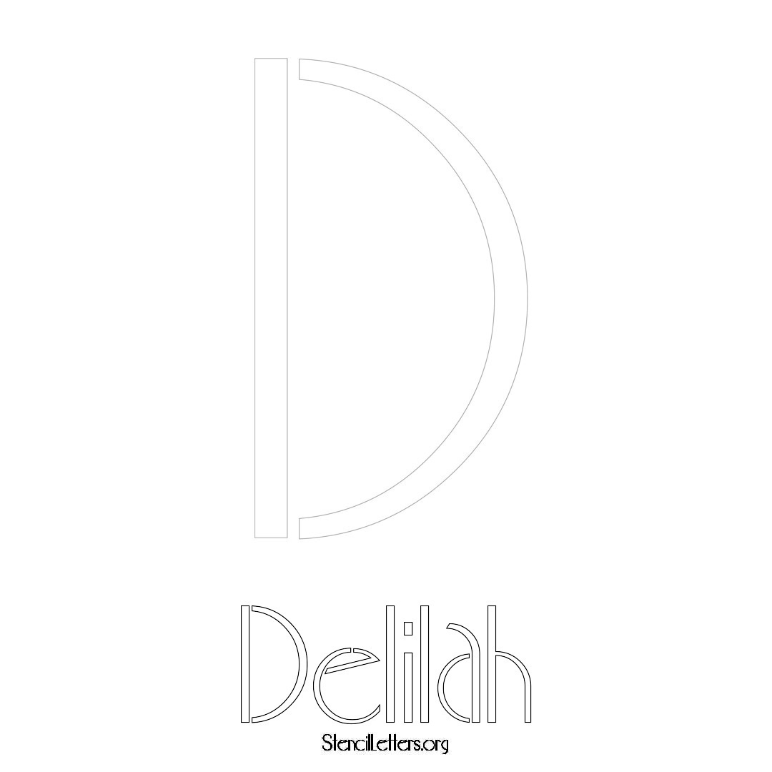 Delilah printable name initial stencil in Art Deco Lettering