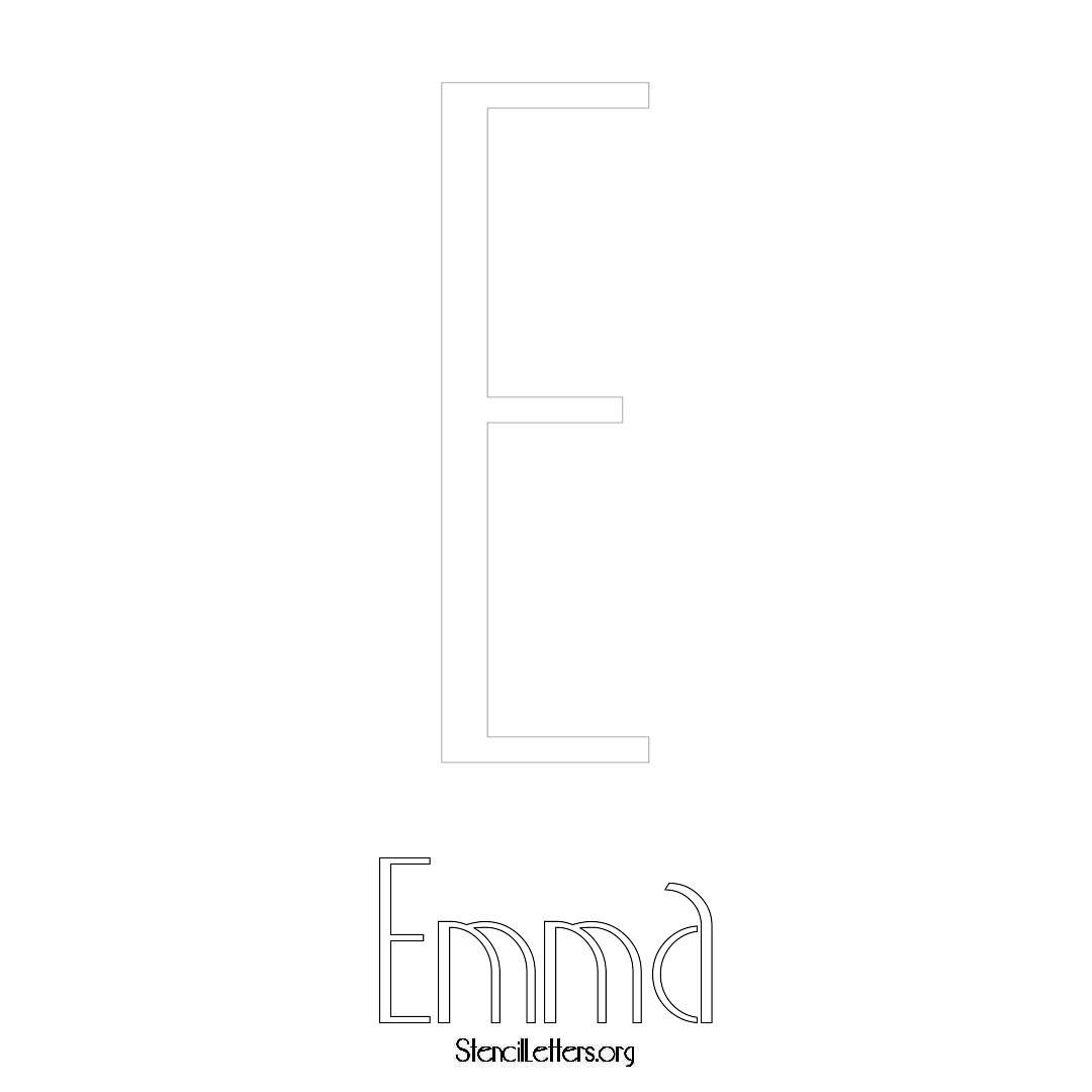 Emma printable name initial stencil in Art Deco Lettering