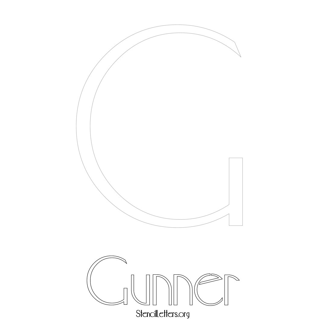 Gunner printable name initial stencil in Art Deco Lettering