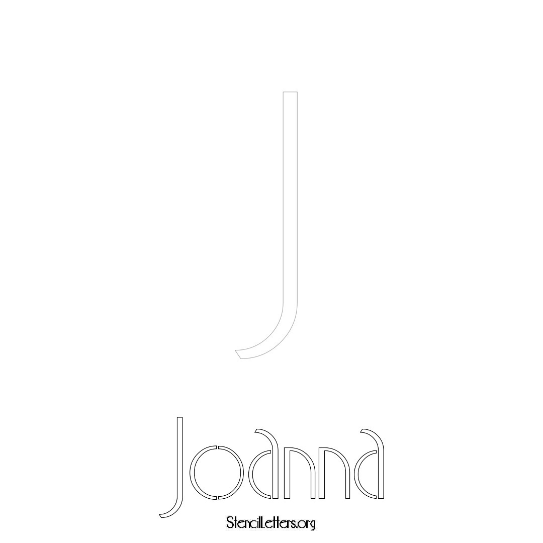 Joanna printable name initial stencil in Art Deco Lettering