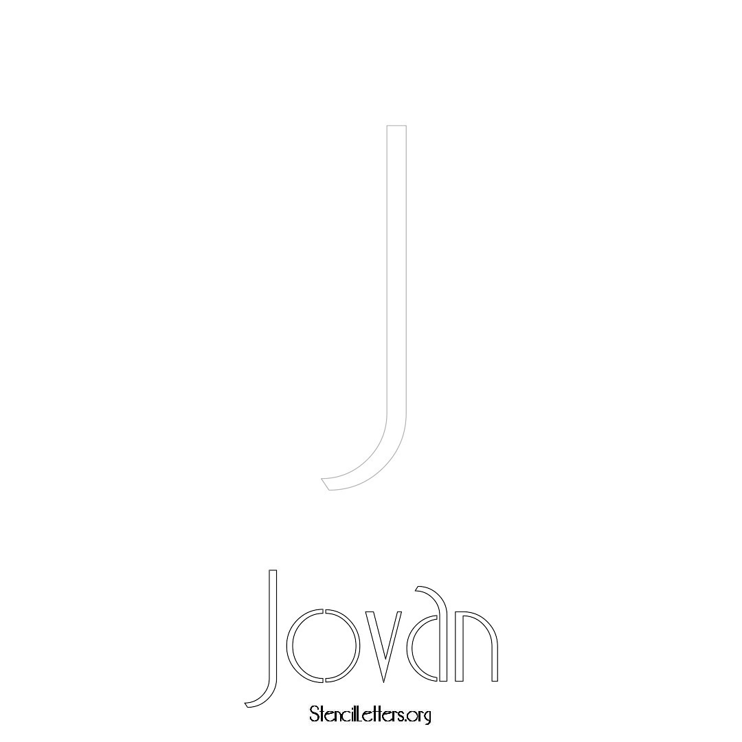Jovan printable name initial stencil in Art Deco Lettering
