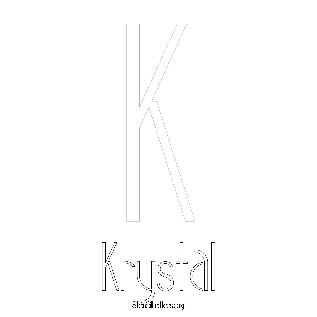 Krystal printable name initial stencil in Art Deco Lettering