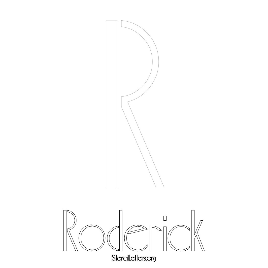 Roderick printable name initial stencil in Art Deco Lettering