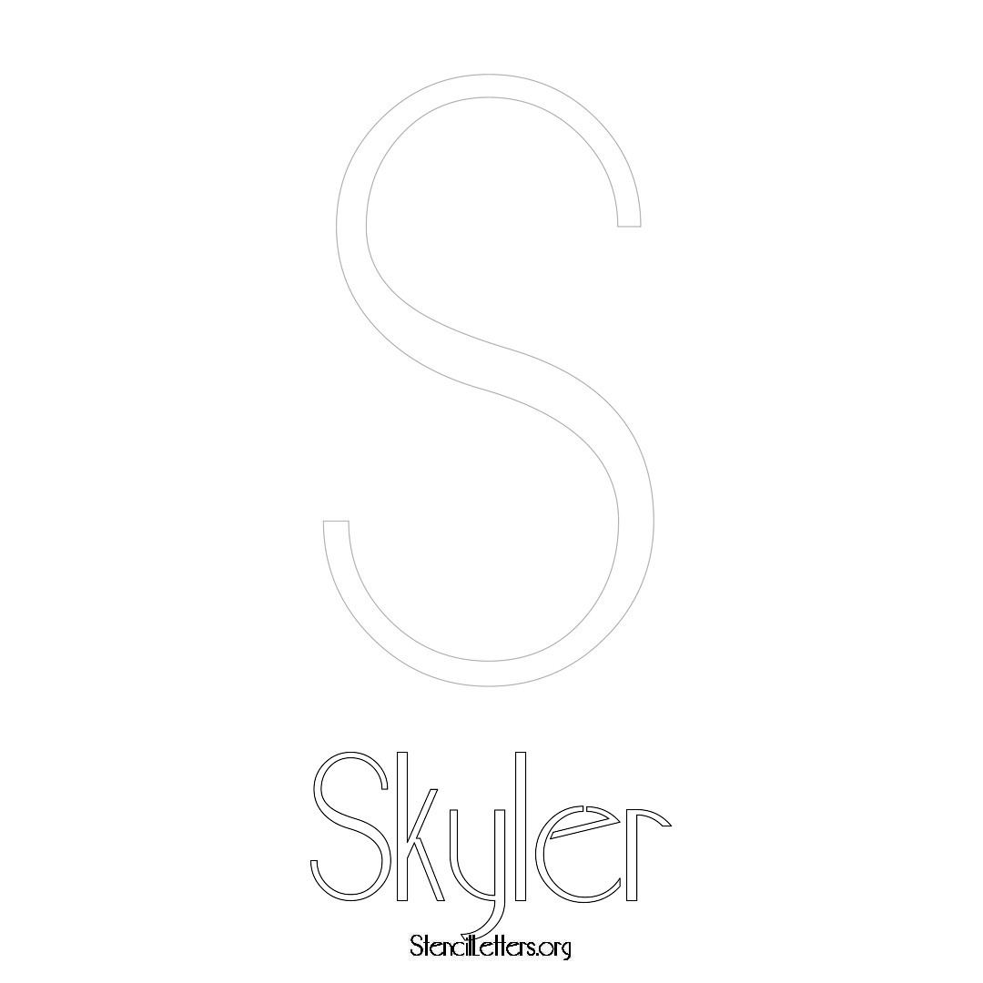 Skyler printable name initial stencil in Art Deco Lettering