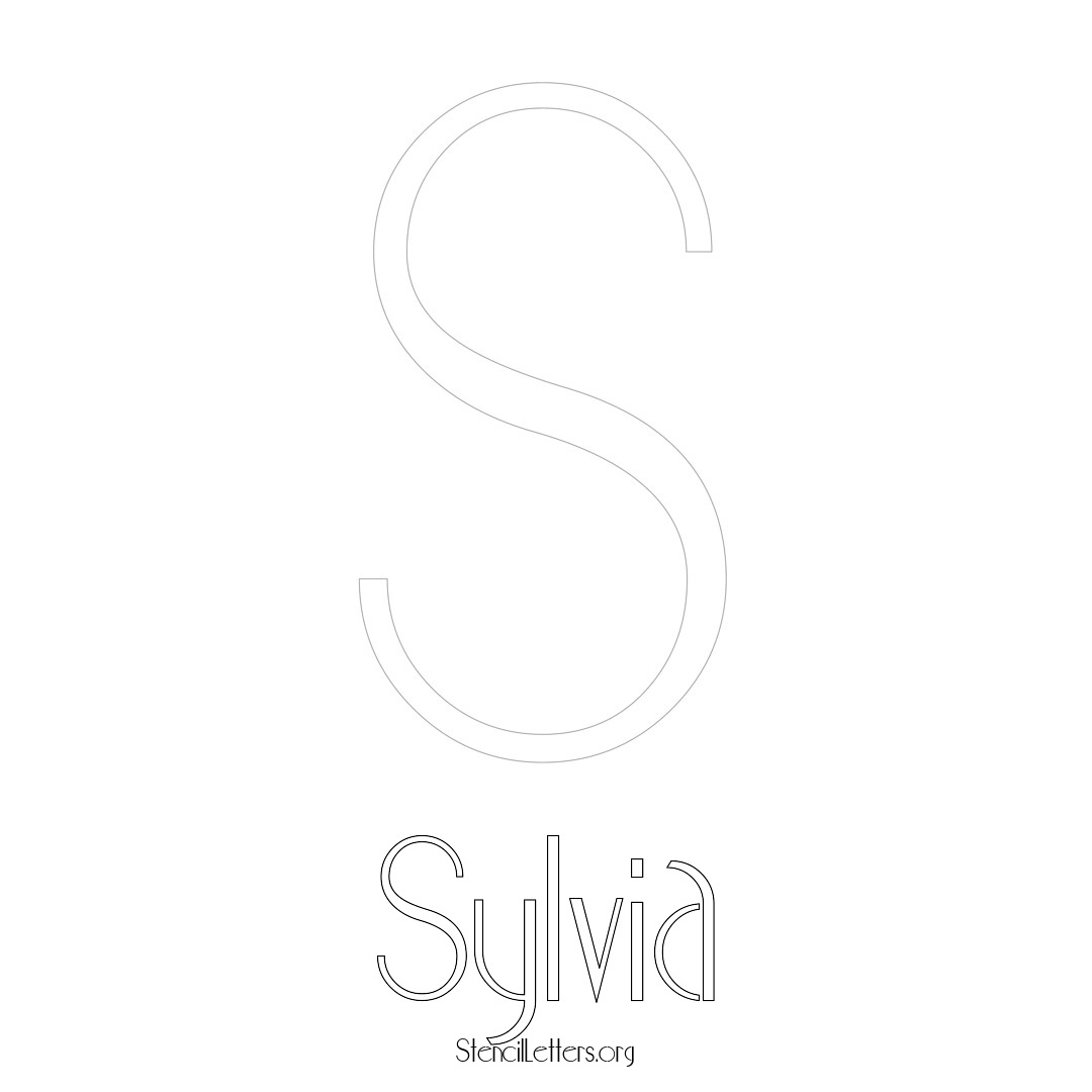 Sylvia printable name initial stencil in Art Deco Lettering
