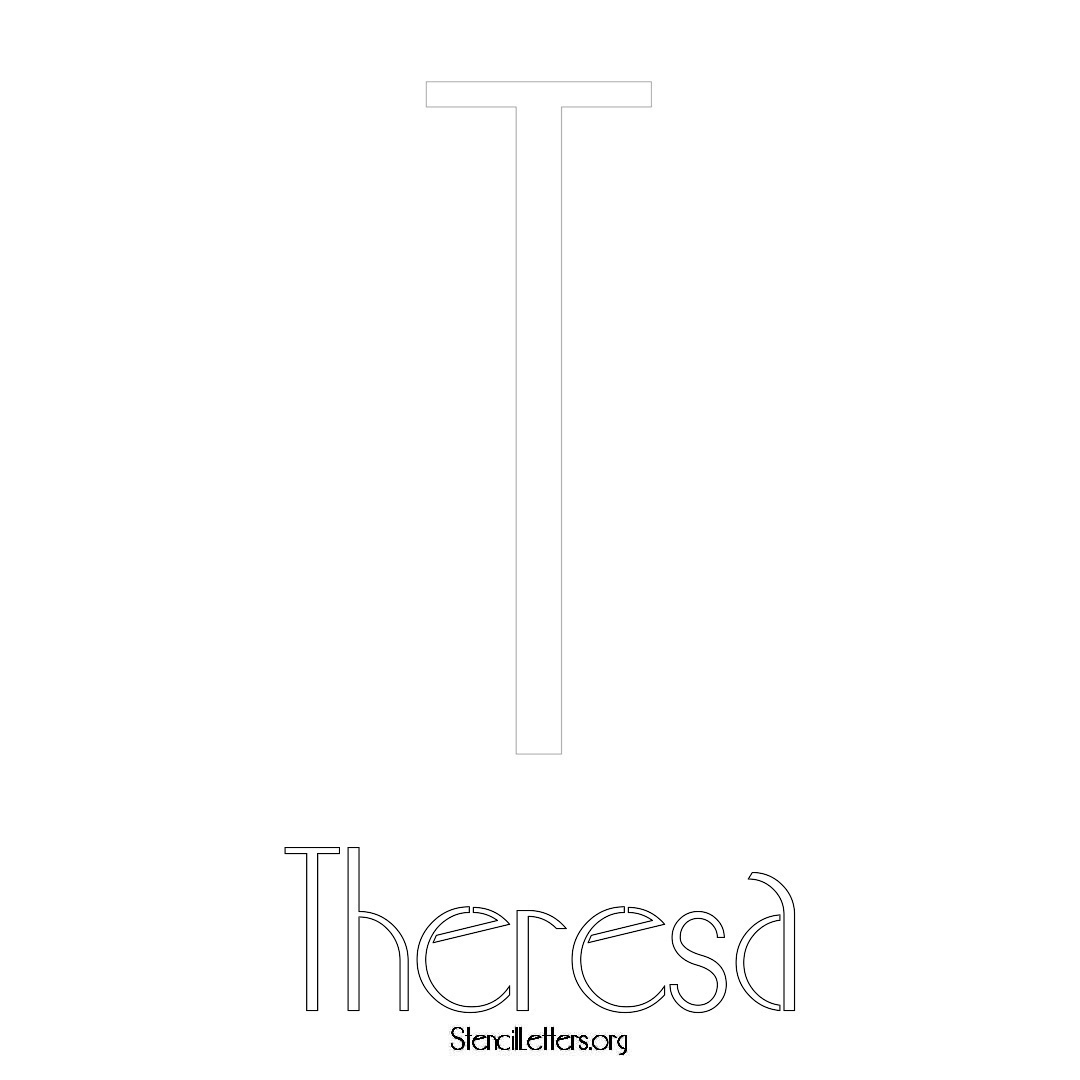 Theresa printable name initial stencil in Art Deco Lettering