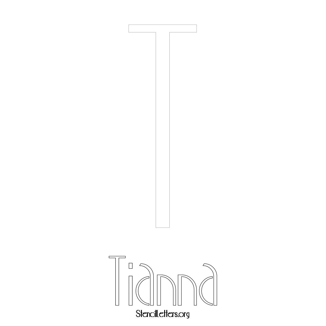 Tianna printable name initial stencil in Art Deco Lettering