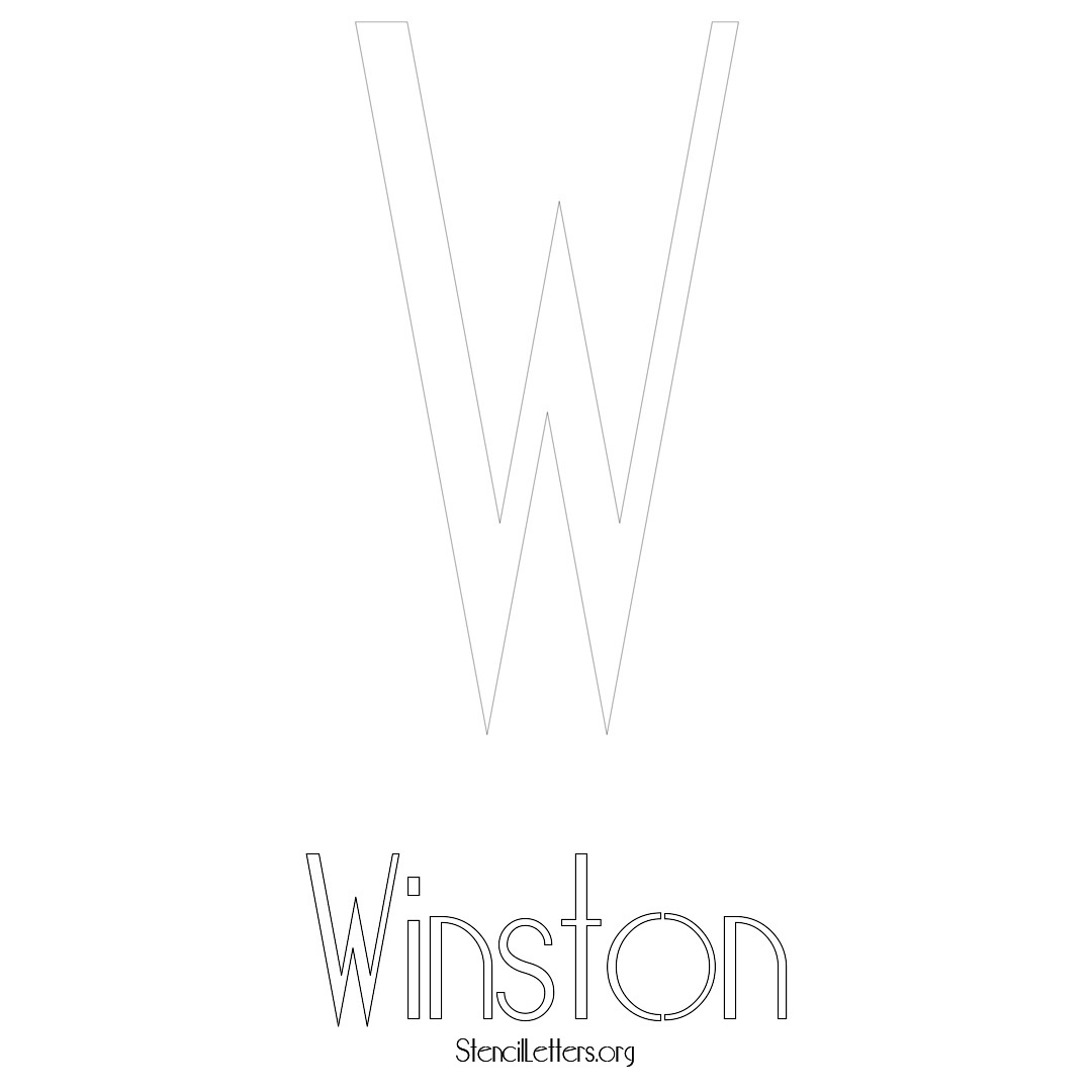 Winston printable name initial stencil in Art Deco Lettering