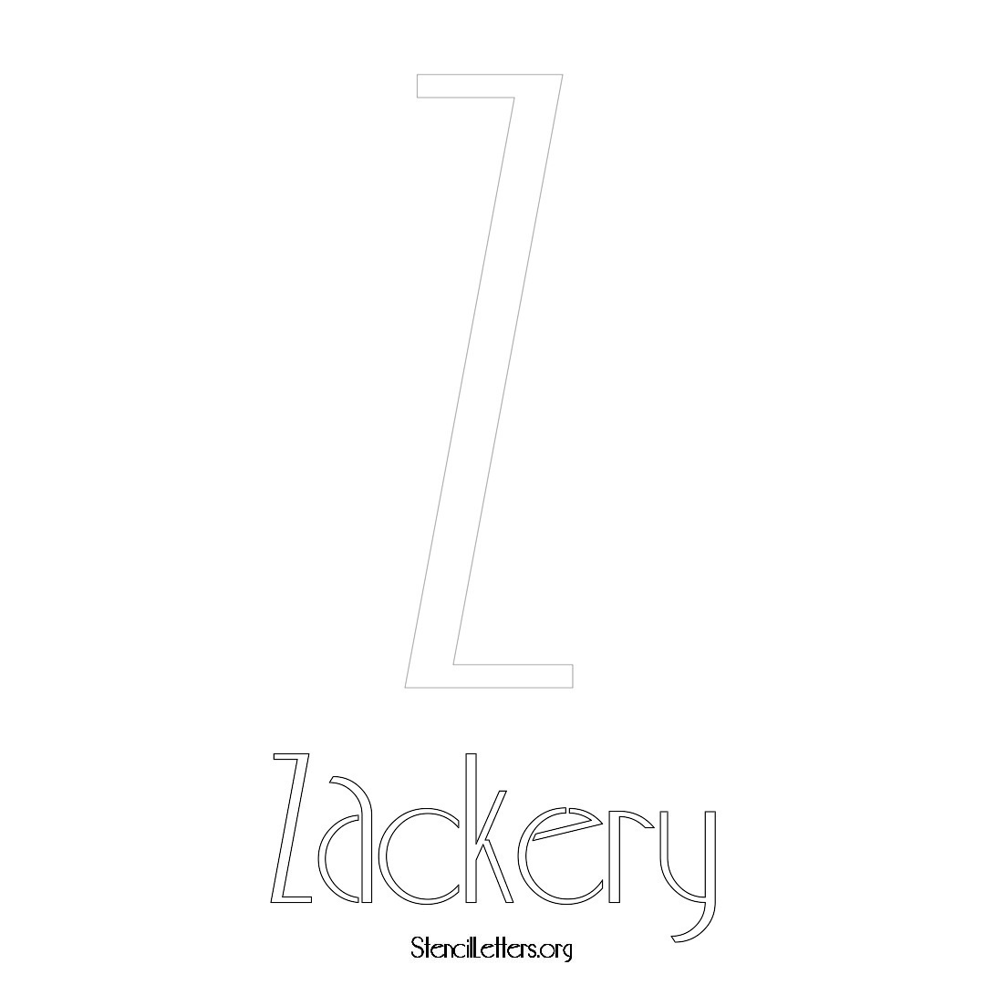 Zackery printable name initial stencil in Art Deco Lettering