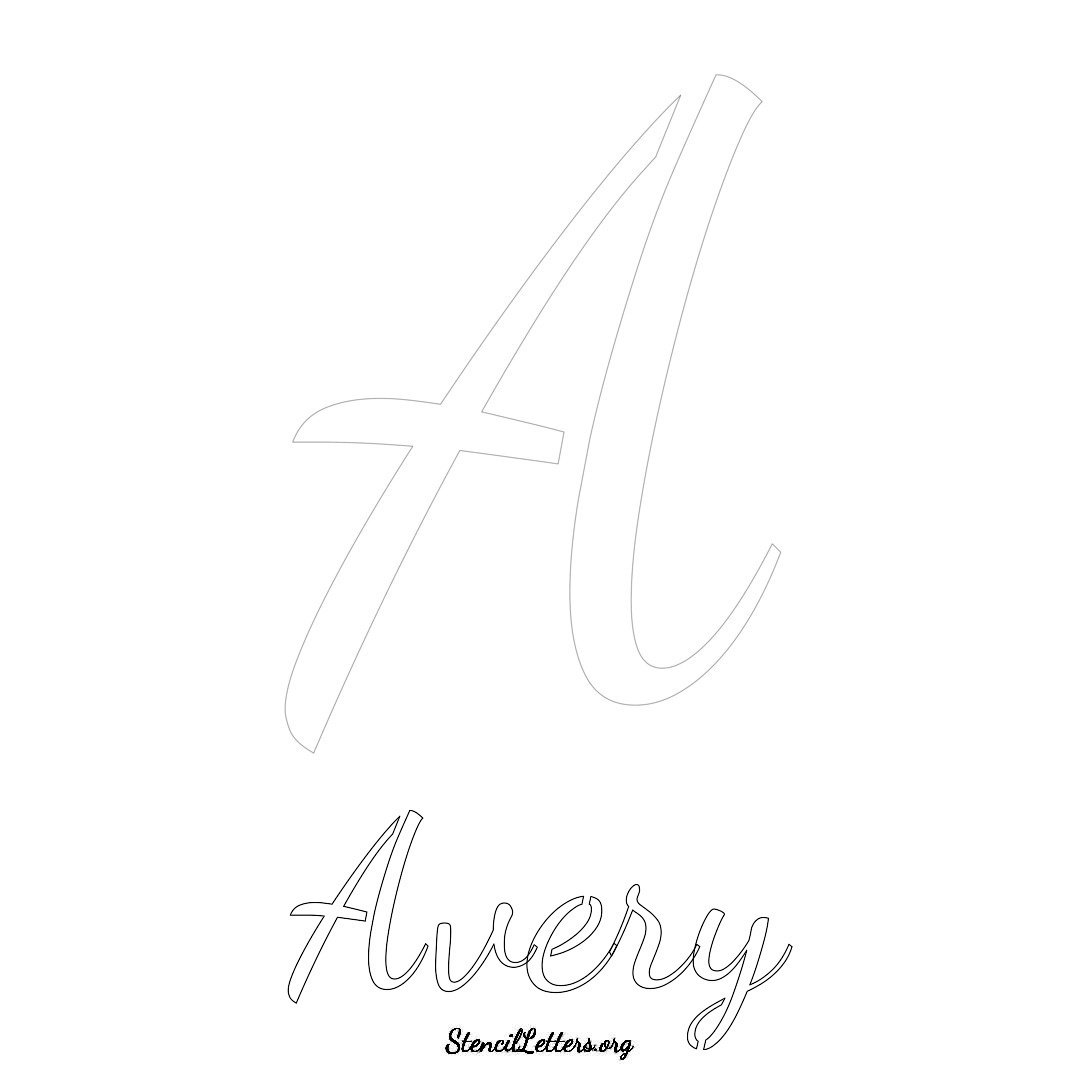 Avery printable name initial stencil in Cursive Script Lettering