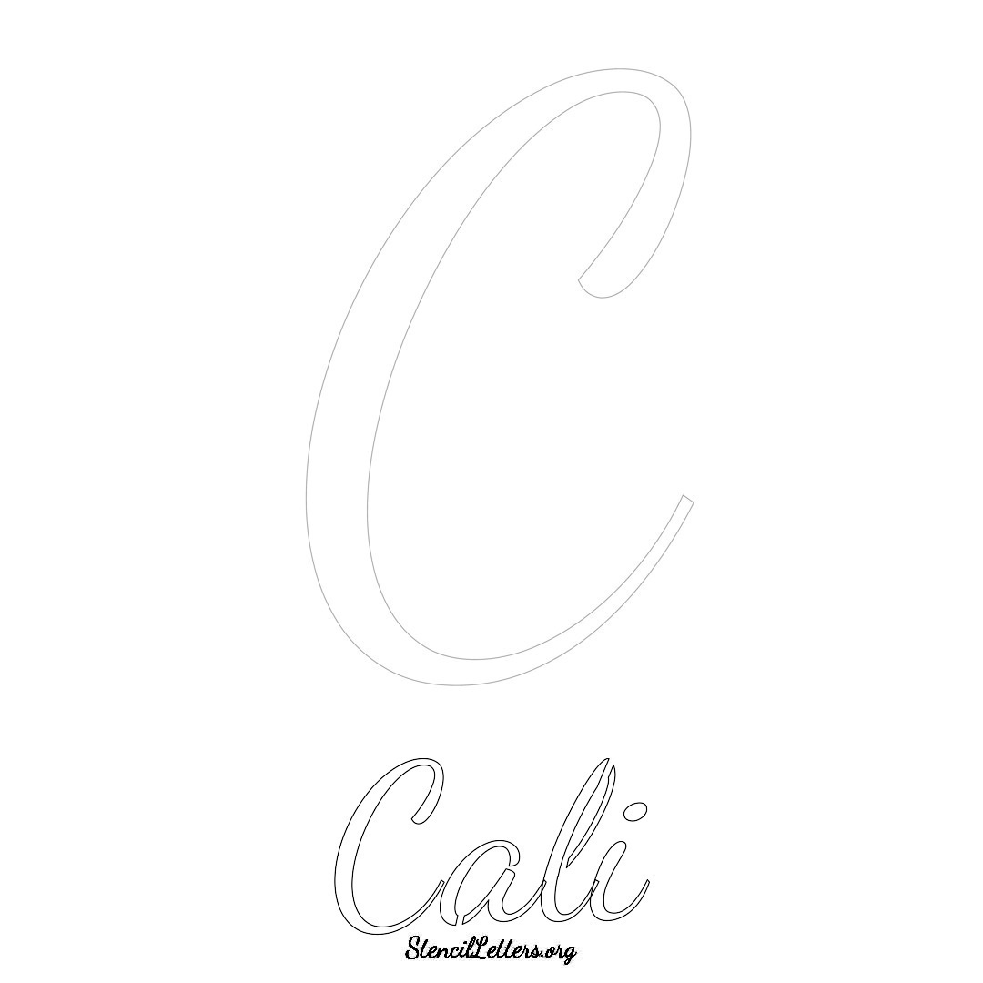 Cali printable name initial stencil in Cursive Script Lettering