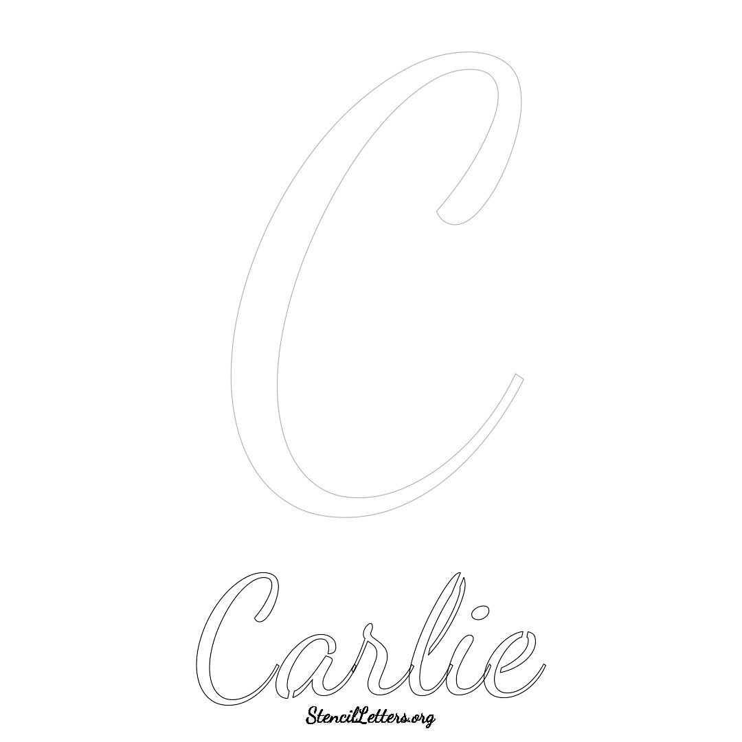 Carlie printable name initial stencil in Cursive Script Lettering