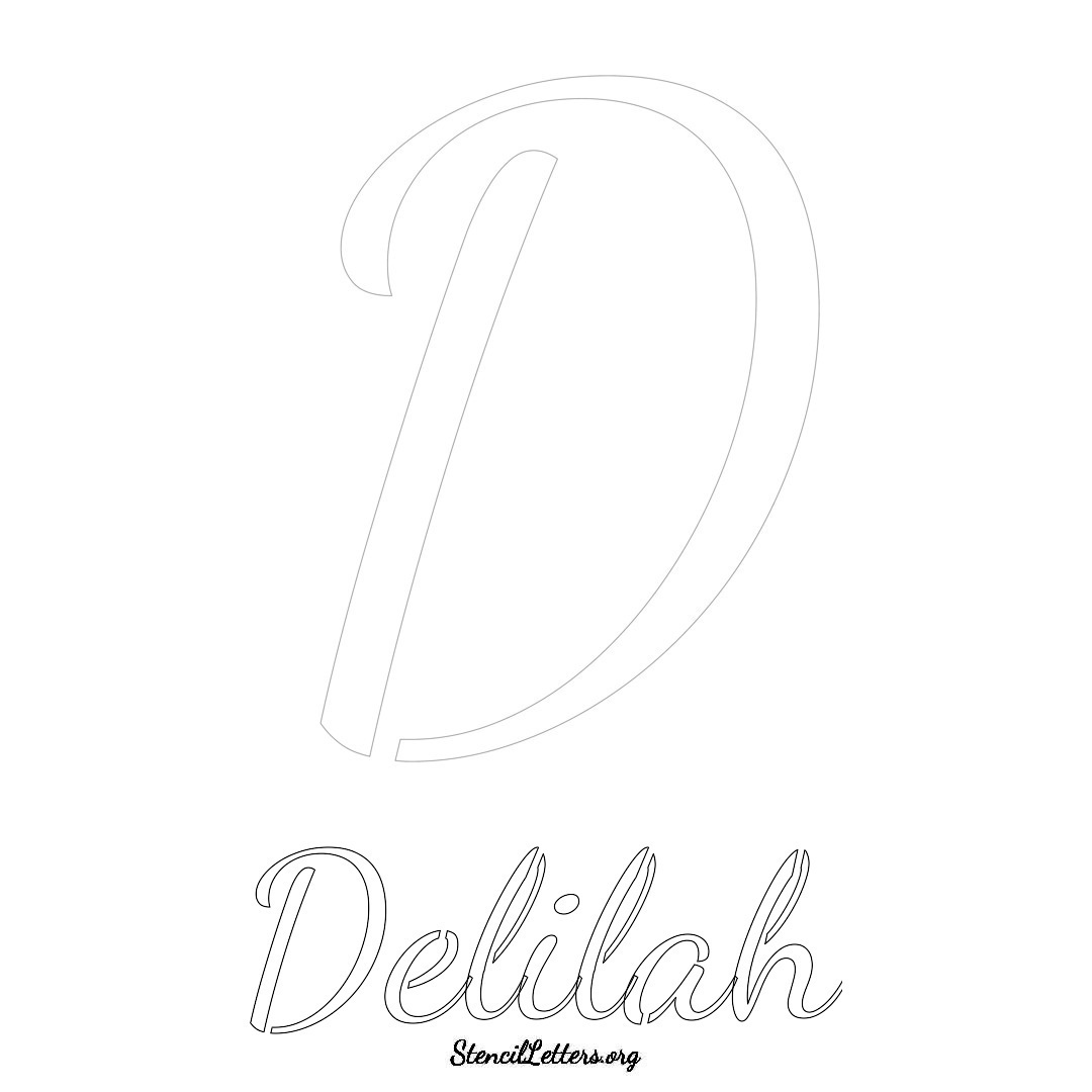 Delilah printable name initial stencil in Cursive Script Lettering