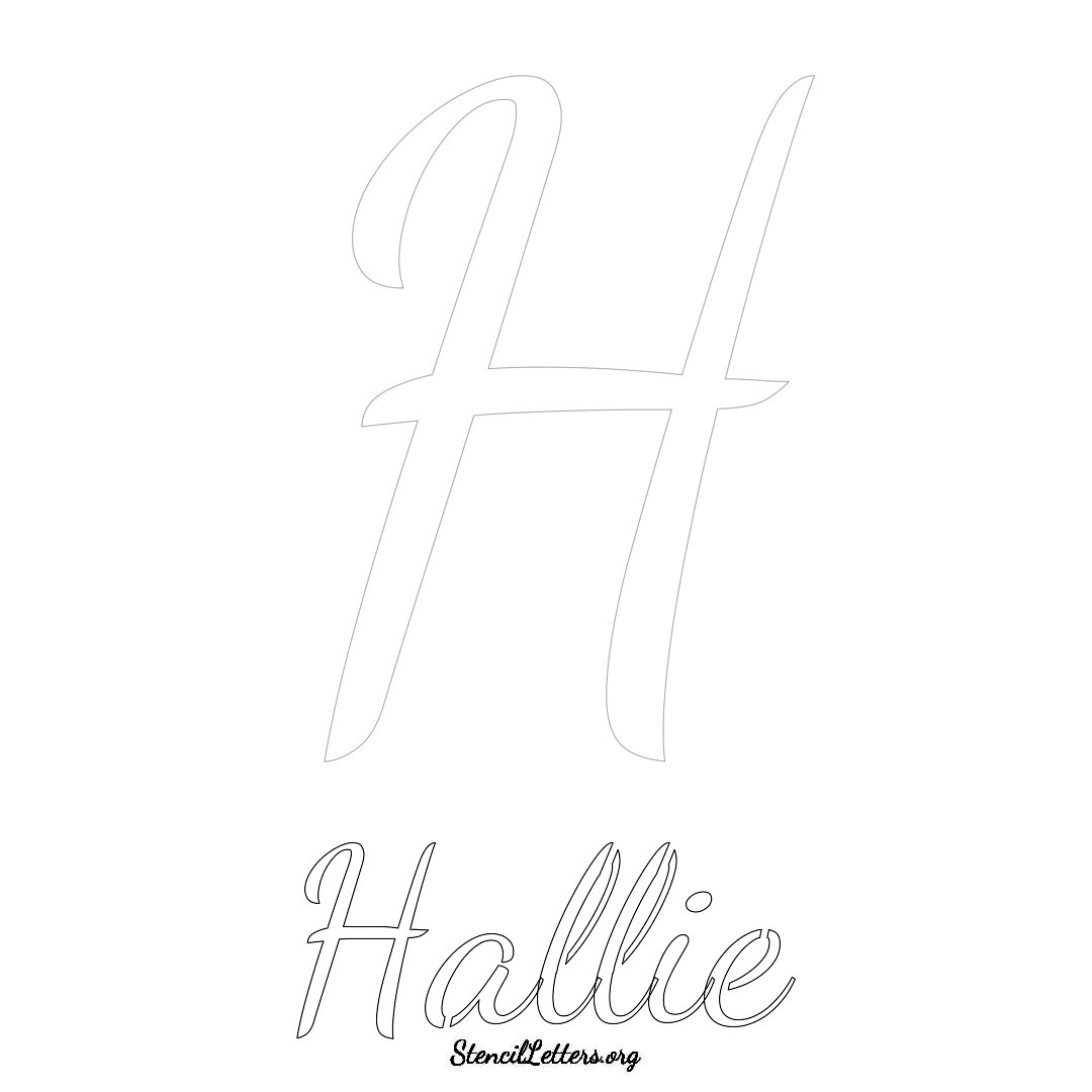 Hallie printable name initial stencil in Cursive Script Lettering