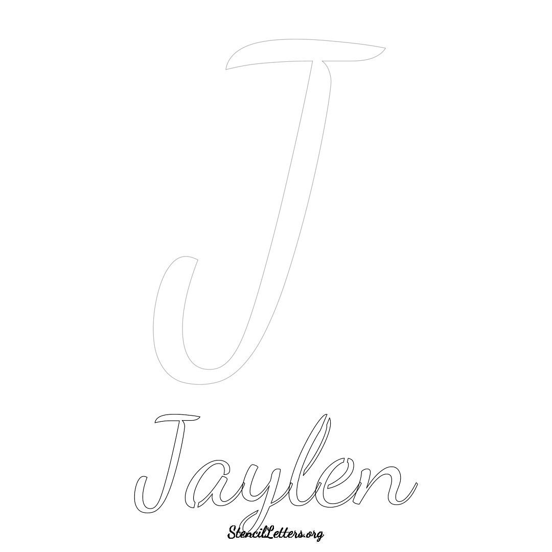 Jaylen printable name initial stencil in Cursive Script Lettering