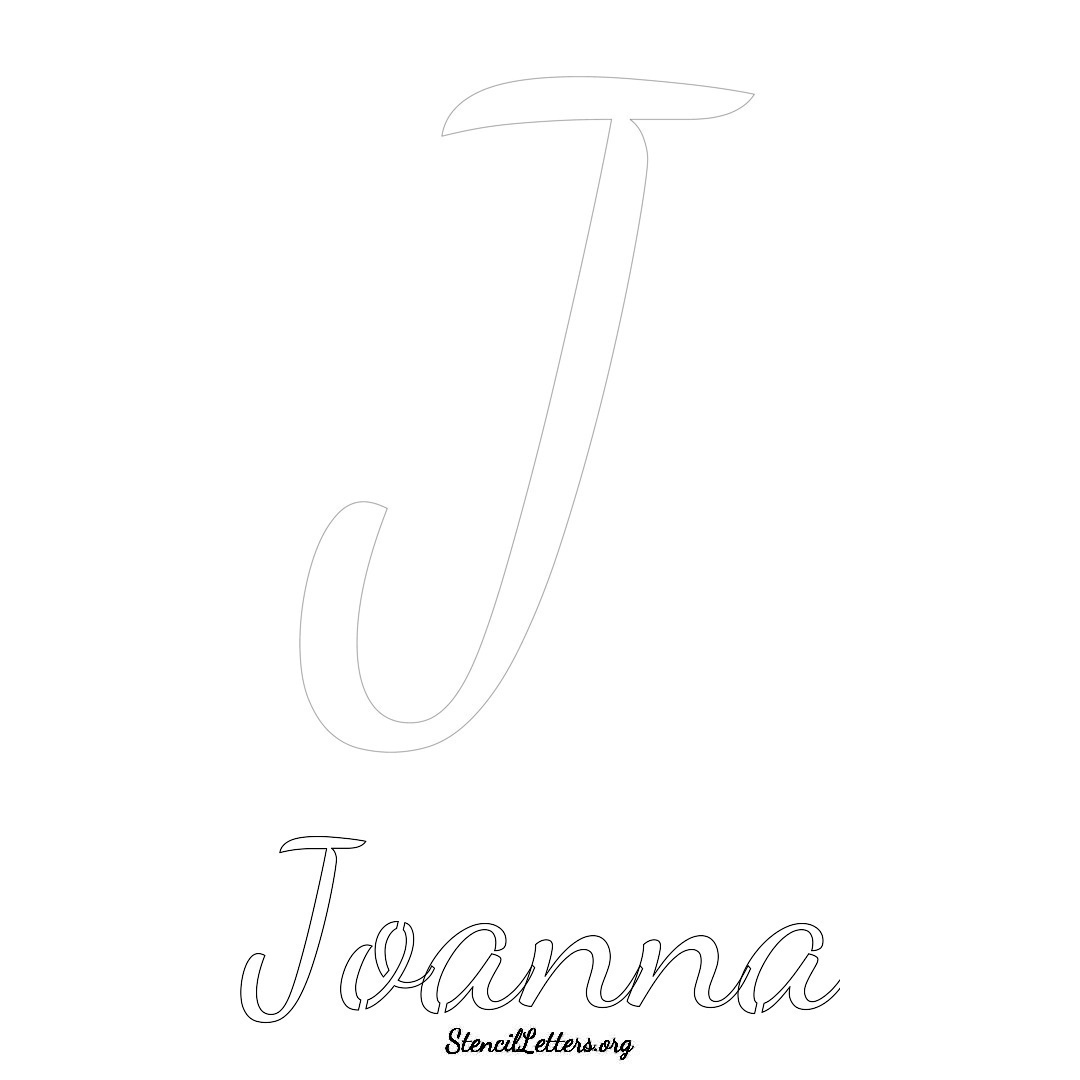 Joanna printable name initial stencil in Cursive Script Lettering