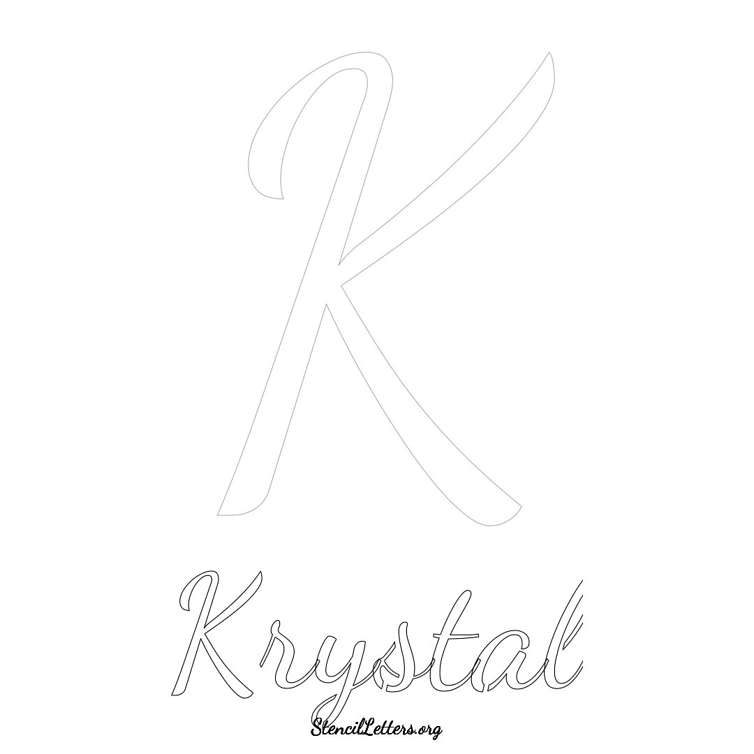 Krystal printable name initial stencil in Cursive Script Lettering