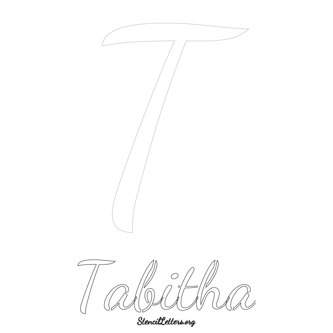 Tabitha printable name initial stencil in Cursive Script Lettering