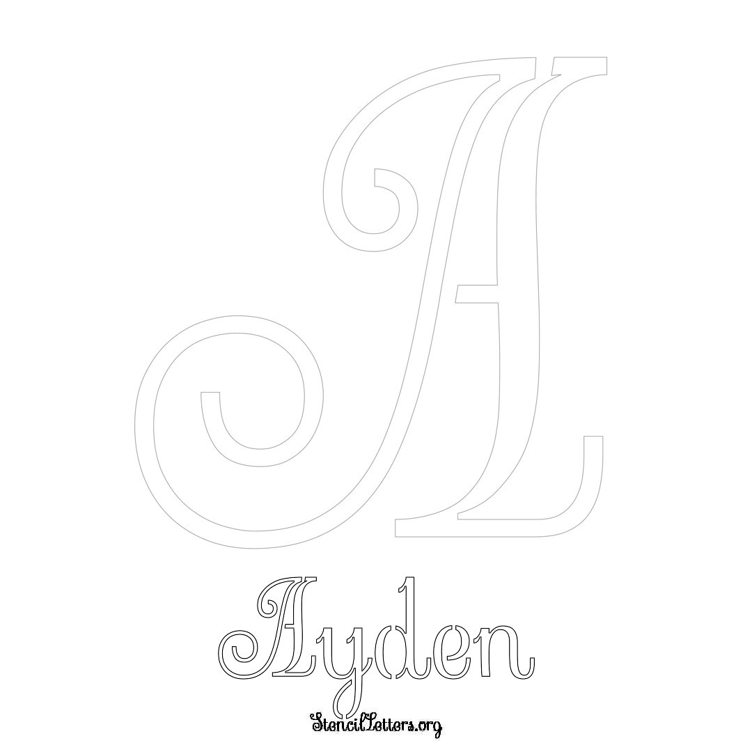Ayden printable name initial stencil in Ornamental Cursive Lettering
