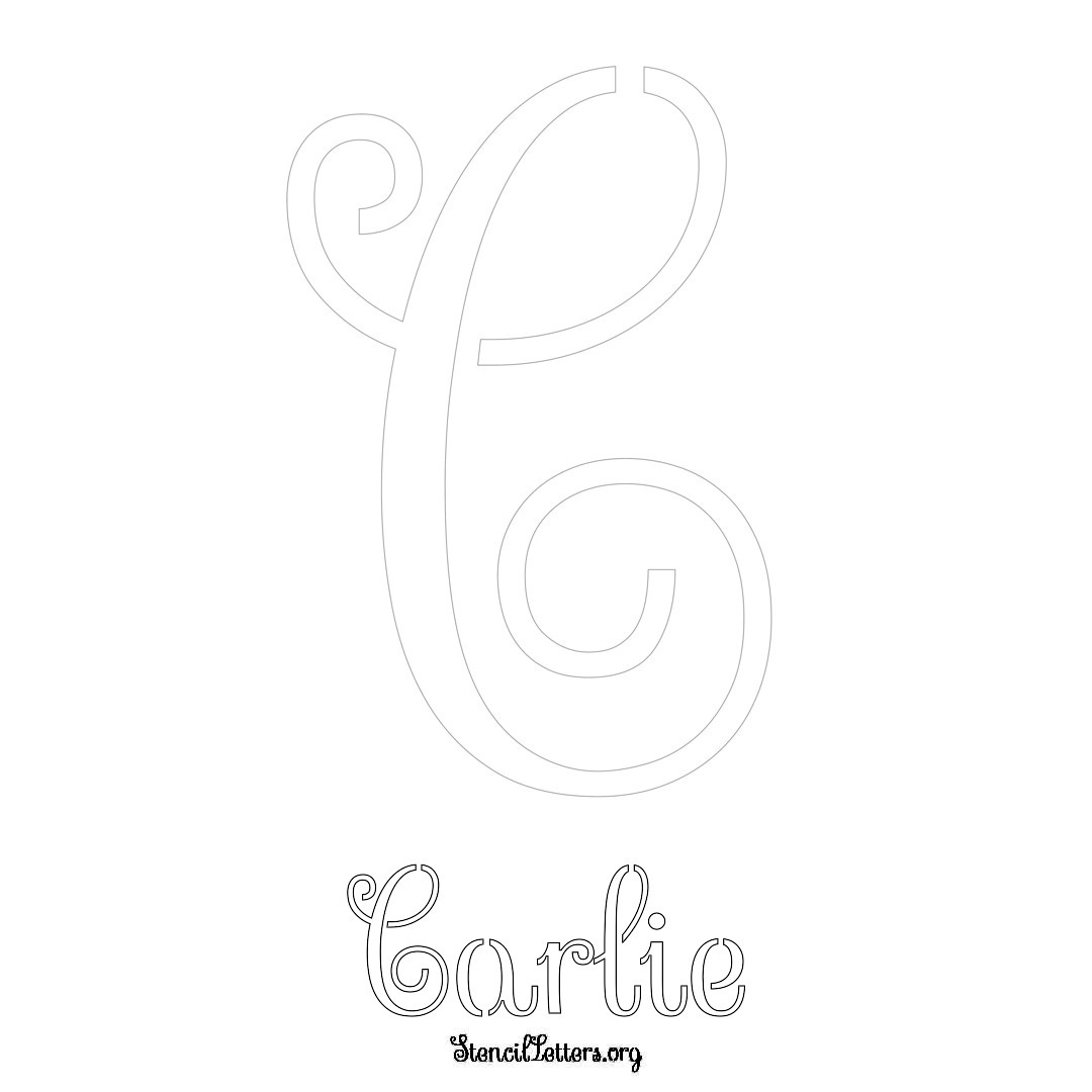 Carlie printable name initial stencil in Ornamental Cursive Lettering