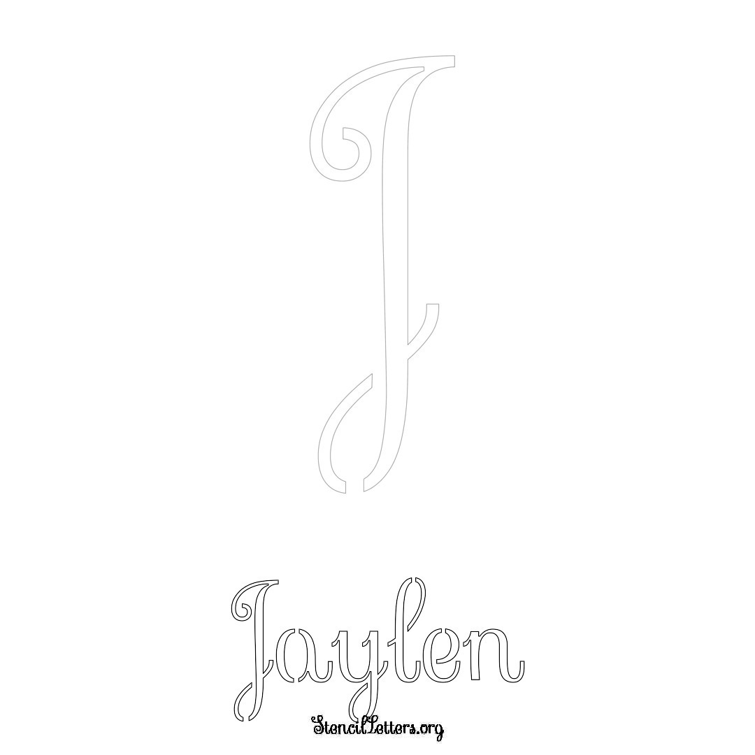 Jaylen printable name initial stencil in Ornamental Cursive Lettering